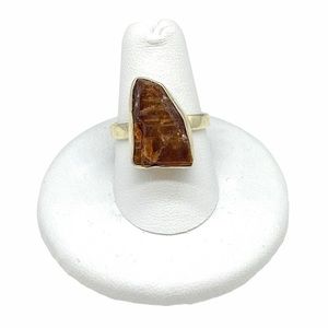 Rough Orange Kyanite Stone Ring Sterling Silver